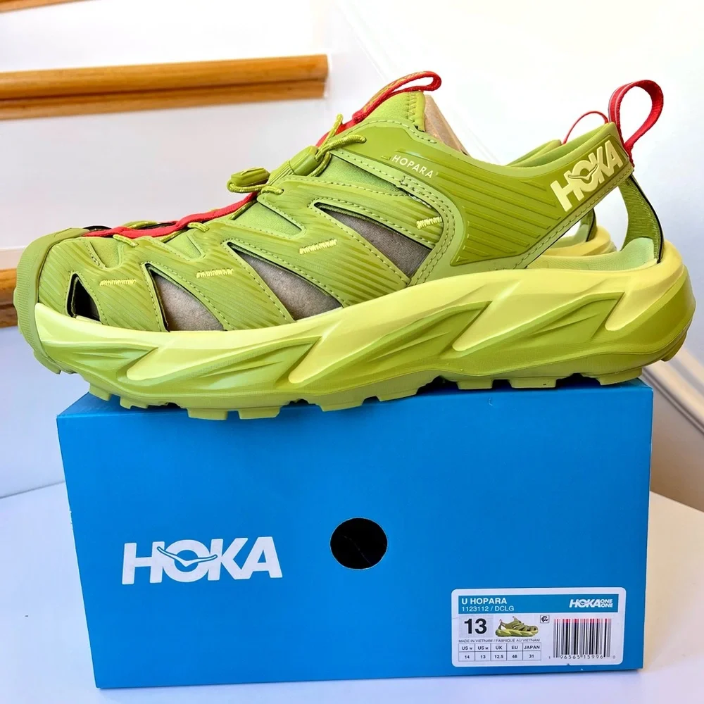 NWT Hoka Hopara Hiking Sandal Wet / Dry shoe in Dark Citron Luminary Green - Picture 16 of 16
